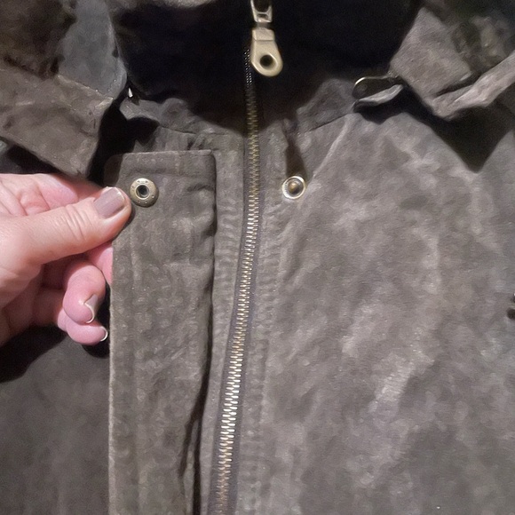 Hooded suede faux fur lined coat - Picture 3 of 8